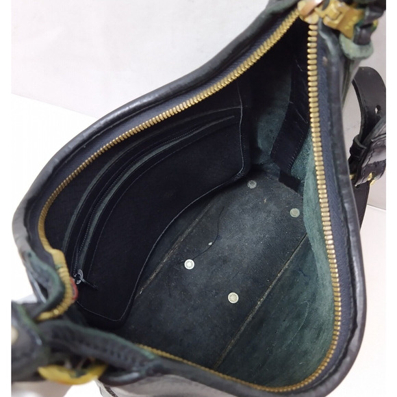 Dooney & Bourke Black Pebbled Leather Zipper Shoulder Bag - Vintage Made in USA - Picture 11 of 16